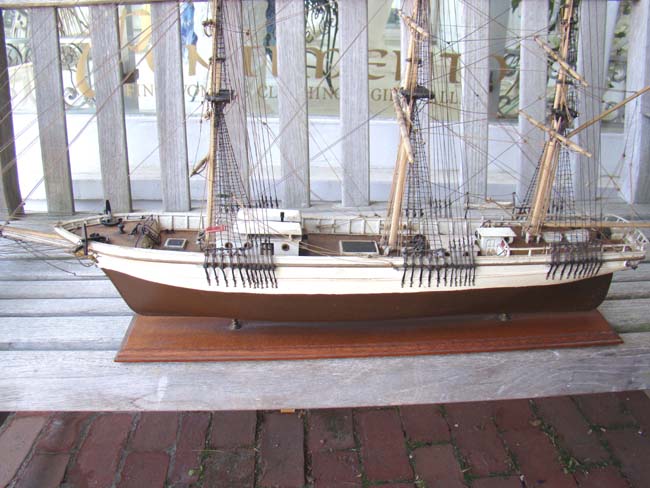 An antique model of the three-masted ship SAM SKOLFIELD built at Brunswick, Maine, in 1883